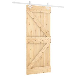 vidaXL Drsna vrata Naravna in bela 80 x 210 cm Trdna borovina