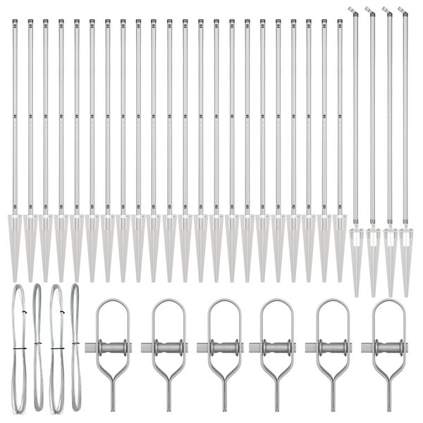 vidaXL Steber ograje. Drugo 26 pcs Siva 3,2 x 3,2 x 160 cm Jeklo