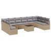 vidaXL Kavčna garnitura 11 kos Bež poli ratan