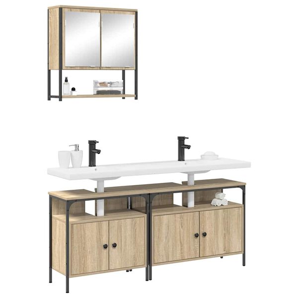 vidaXL Komplet pohištva za kopalnico 3 pcs Rjava 80 x 30 x 60 cm