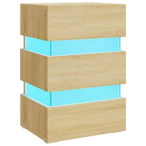 vidaXL LED nočna omarica sonoma hrast 45x35x67 cm inženirski les