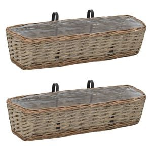 vidaXL Balkonsko cvetlično korito 2 kosa pleteno s PE obrobo 60 cm