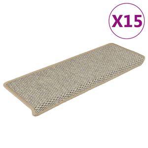 vidaXL Samolepilne preproge za stopnice sisal 15 kosov 65x21x4 cm