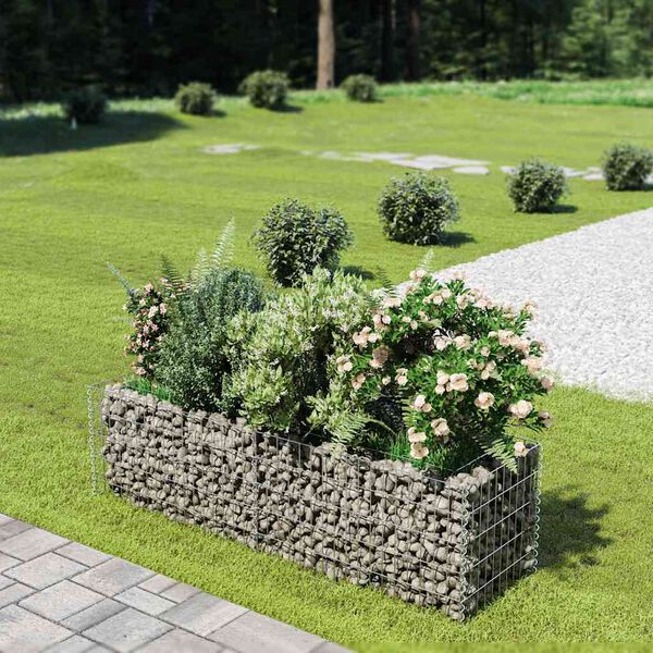 vidaXL Visoka greda gabion pocinkano jeklo 180x50x50 cm