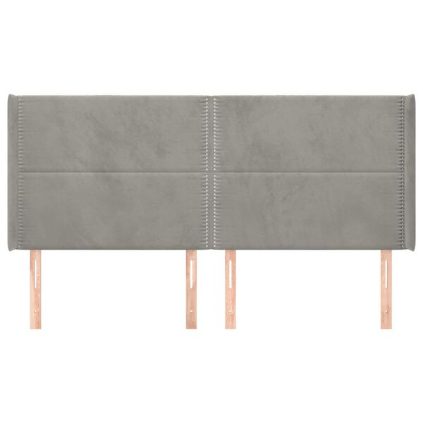 vidaXL Vzglavje z u&scaron;esi svetlo sivo 203x16x118/128 cm žamet
