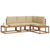 vidaXL Zunanja garnitura za sedenje z blazino 4 Kos Naravna in bež