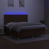vidaXL Box spring postelja z vzmetnico LED temno rjava 180x200cm blago
