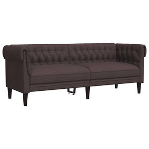 vidaXL Kavč trosed Chesterfield temno rjava tkanina
