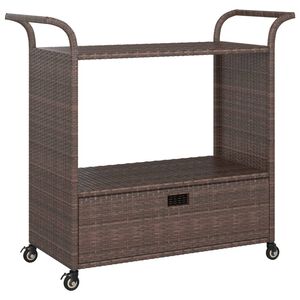 vidaXL Barski voziček s predalom rjav 100x45x97 cm poli ratan