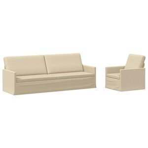 vidaXL Kavčna garnitura 2 pcs Krem Blago