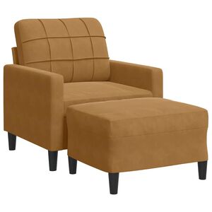 vidaXL Fotelj s stolčkom za noge rjav 60 cm žamet