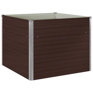 vidaXL Dvignjeno cvetlično korito pocinkano jeklo 100x100x77 cm rjavo