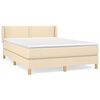 vidaXL Box spring postelja z vzmetnico krem 140x190 cm blago