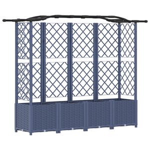 vidaXL Dvignjeno leži&scaron;če s trellisom in streho Siva 204 x 40 x 138 cm