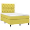 vidaXL Box spring postelja z vzmetnico LED zelena 120x200 cm blago