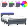 vidaXL Box spring posteljni z vzmetnico LED temno siv 160x210 cm žamet
