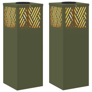 vidaXL Solarno LED svetilo za pot 2 pcs Oljčno zelena Medenina