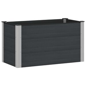 vidaXL Vrtna visoka greda Črna 100 x 50 x 54 cm WPC in aluminij