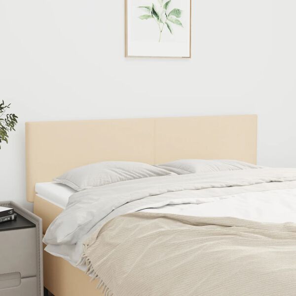 vidaXL Posteljno vzglavje krem 144x5x78/88 cm blago