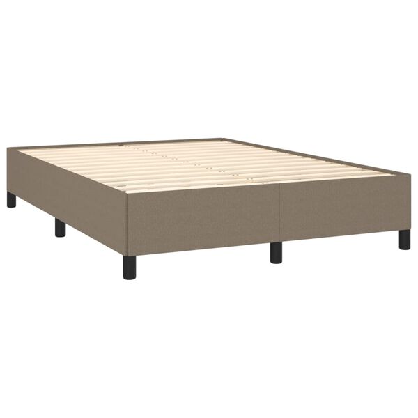 vidaXL Box spring postelja z vzmetnico taupe 140x200 cm blago