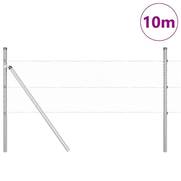 vidaXL Steber ograje. srebrna 10 x 0,8 m (25 mm mreža) Jeklo