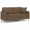 vidaXL Kavč dvosed z blazinami rjav 140 cm blago