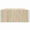 vidaXL Stenska polica s predalom 2 kosa hrast in bela 40x23,5x10cm MDF