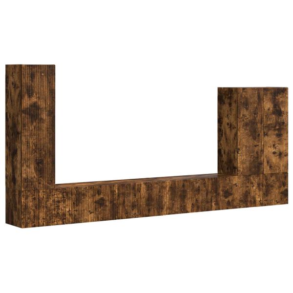 vidaXL Set omare za televizijo na steni 6 pcs Dimljeni oreh