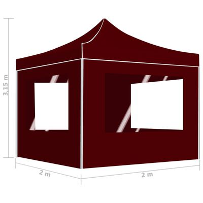 vidaXL Profesionalen vrtni šotor s stenami aluminij 2x2 m bordo