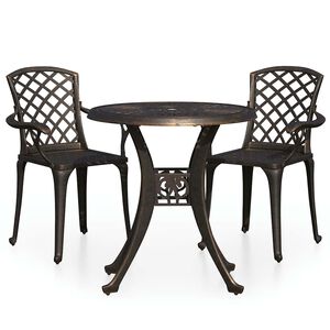 vidaXL Bistro garnitura 3-delna liti aluminij bronasta