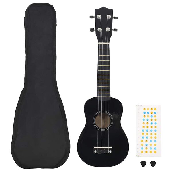 vidaXL Otro&scaron;ki ukulele soprano s torbo črn 23"