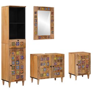 vidaXL Komplet pohi&scaron;tva za kopalnico 4 kos Naravna 38 x 33 x 160 cm
