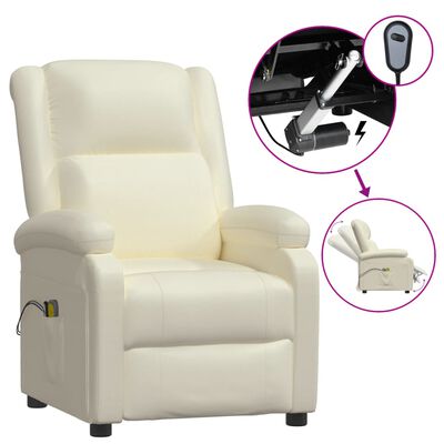vidaXL Električni masažni stol belo umetno usnje
