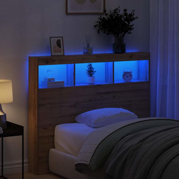 vidaXL Vzglavje Umetni hrast 120 x 17 x 102 cm Konstruiran les