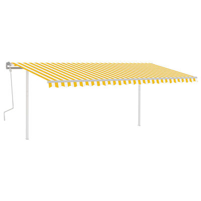 vidaXL Ročno zložljiva tenda s stebrički 5x3,5 m rumena in bela