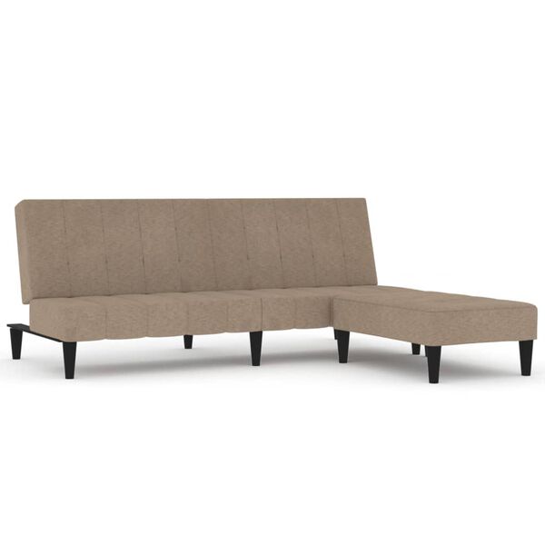 vidaXL Kavč dvosed s stolčkom taupe tkanina iz mikrovlaken