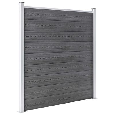 vidaXL WPC ograjni paneli 4 kvadratni + 1 poševni 792x186 cm sivi