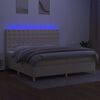 vidaXL Box spring postelja z vzmetnico LED krem 200x200 cm blago