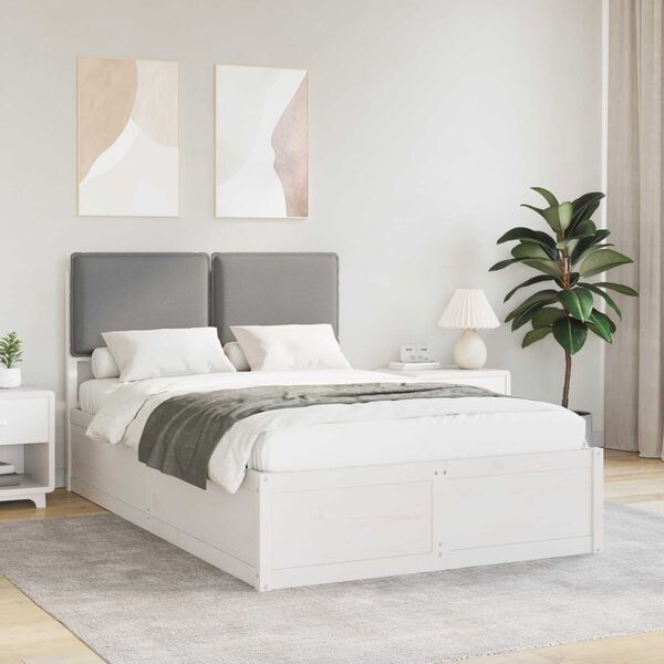 vidaXL Posteljni okvir z oblazinjenim vzglavjem Svetlo siva