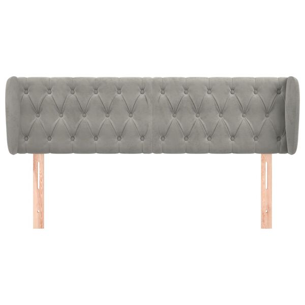 vidaXL Vzglavje z u&scaron;esi svetlo sivo 163x23x78/88 cm žamet