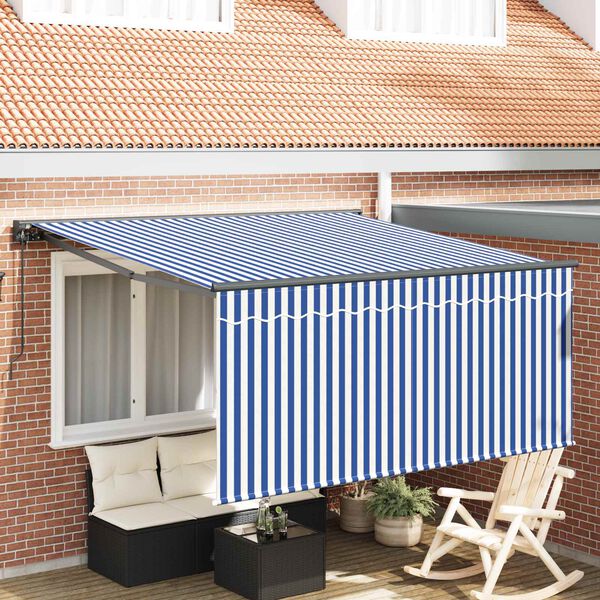 vidaXL Retraktilna tenda Modra in bela 300 x 250 cm