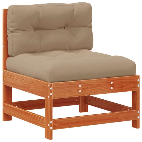 vidaXL Vrtna srednja sofa Masivna borovina Voskan Rjava