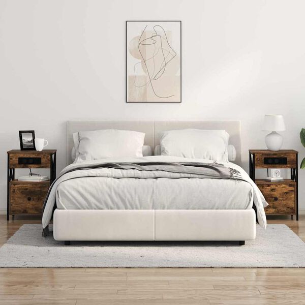 vidaXL Nočna omarica Dimljeni oreh 40 x 31 x 60 cm Konstruiran les