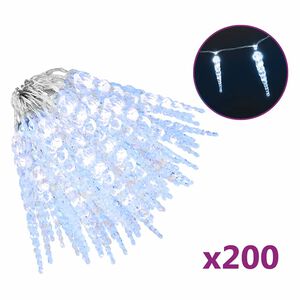 vidaXL Božična lučka v obliki ledenice 200 LED diod hladno bela 20 m akril PVC