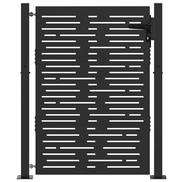 vidaXL Vrtna vrata Črna 85 x 130 cm Prašno lakirano jeklo
