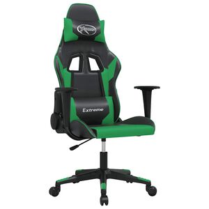 vidaXL Gaming stol črno in zeleno umetno usnje