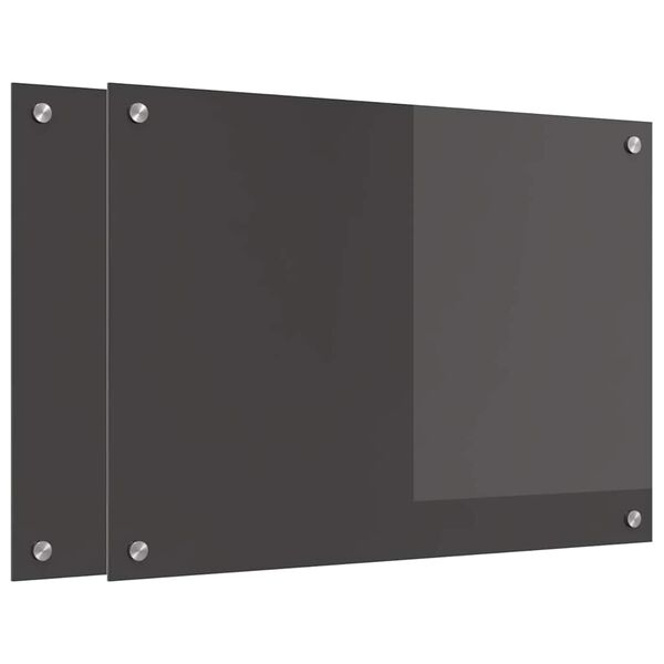 vidaXL Zaščita za kuhinjo 2 pcs Temno siva 70 x 50 cm kaljeno steklo