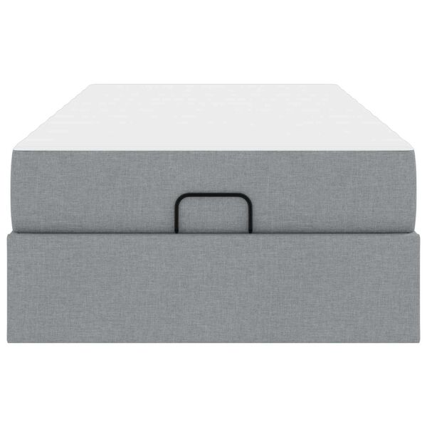 vidaXL Posteljni okvir z vzmetnico z vzmetnico 2 pcs Svetlo siva blago