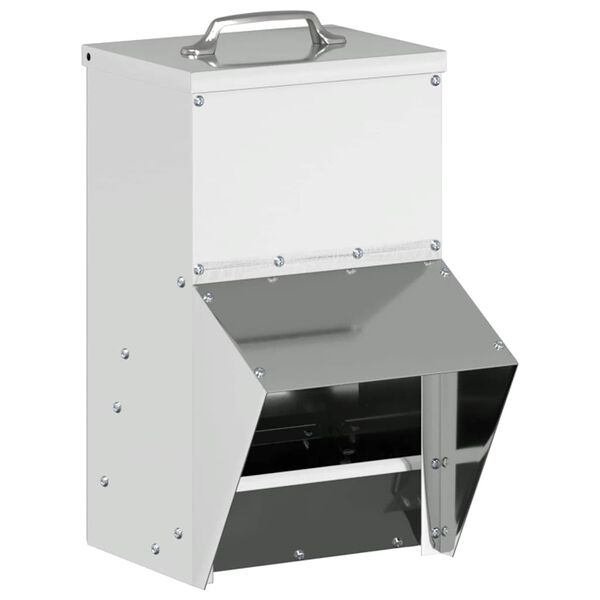 vidaXL Hranilnik za piščance srebrna 20 x 25 x 35 cm Cinkana jeklena