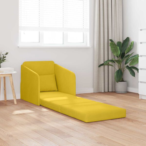 vidaXL Sofa postelja Rumena 65 x 80 x 83 cm Žamet